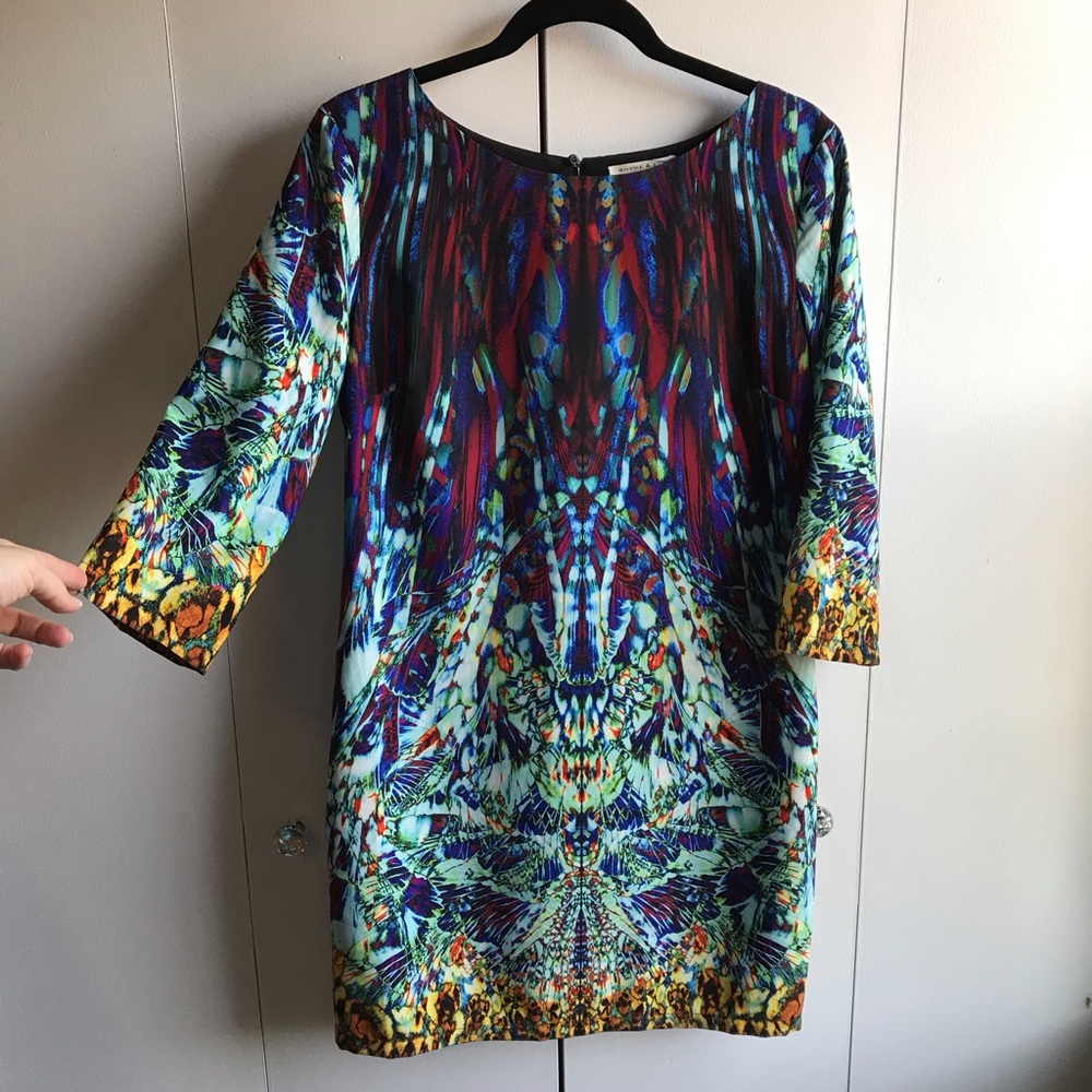 NWT RHYME & ECHO fitted graphic print dress